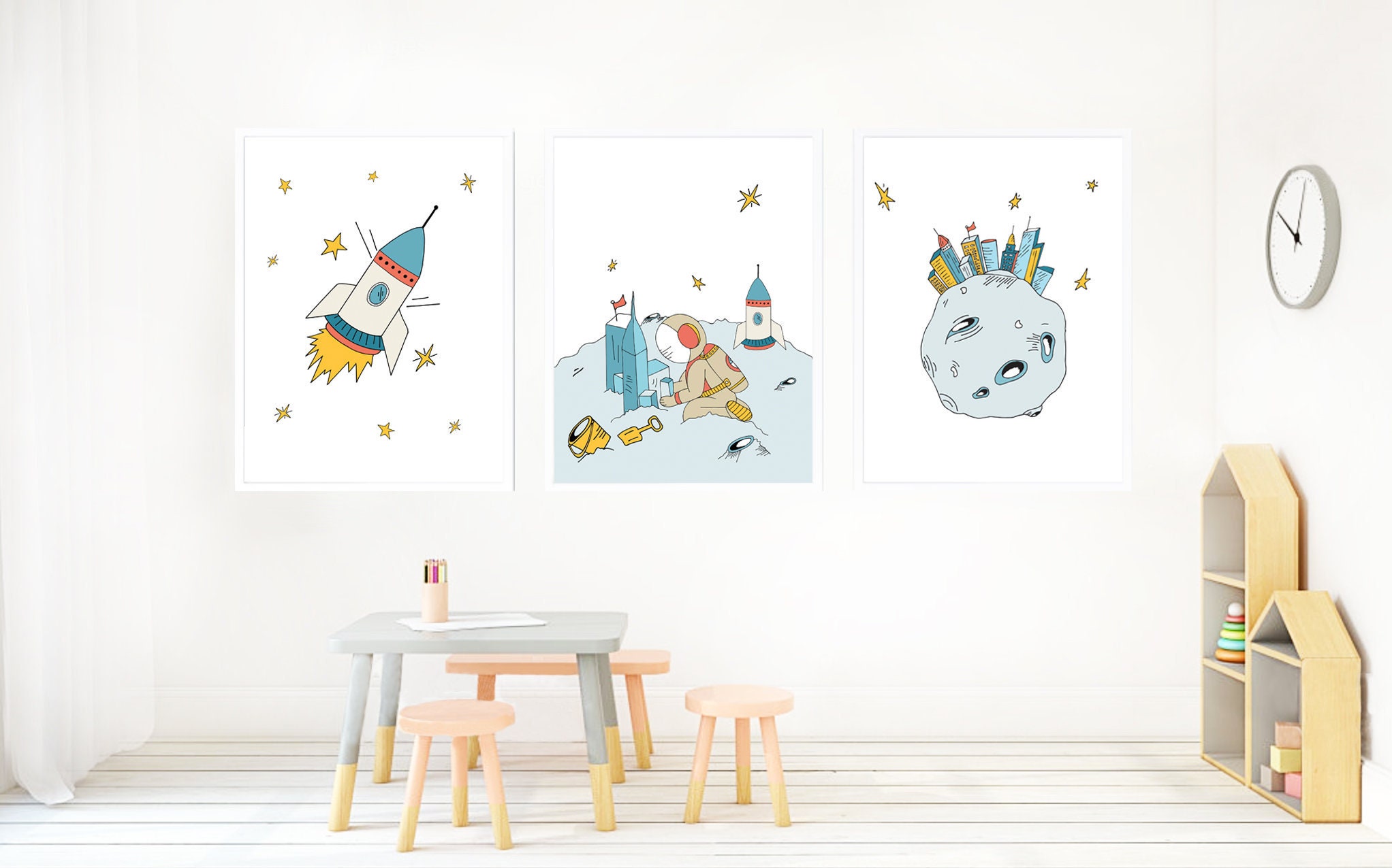 Astronaut Nursery Girl / Outer Space Kids Wall Art / Girl Etsy
