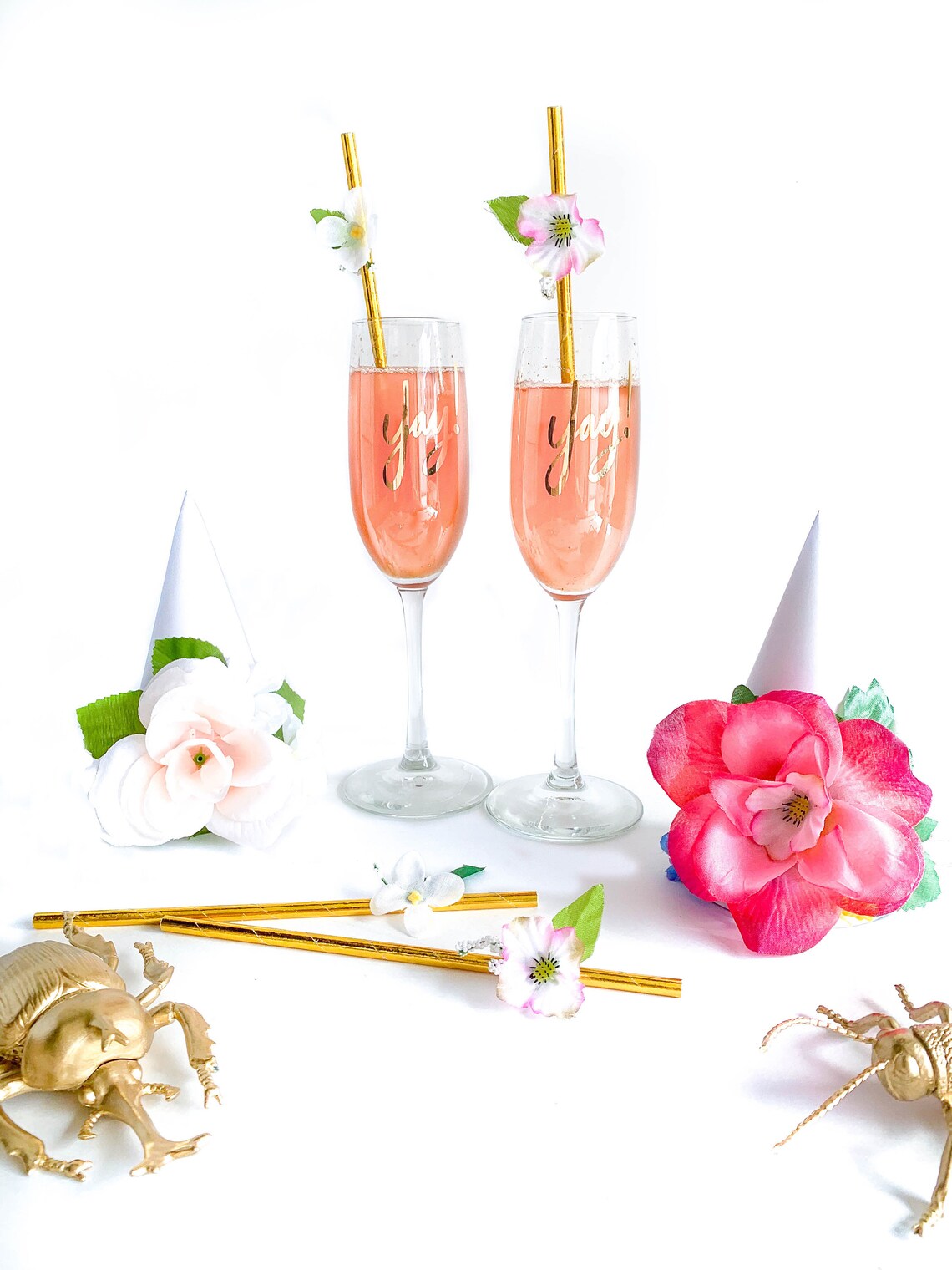 Flower Straws / Garden Party / Gold Paper Flower Straws / Baby Etsy