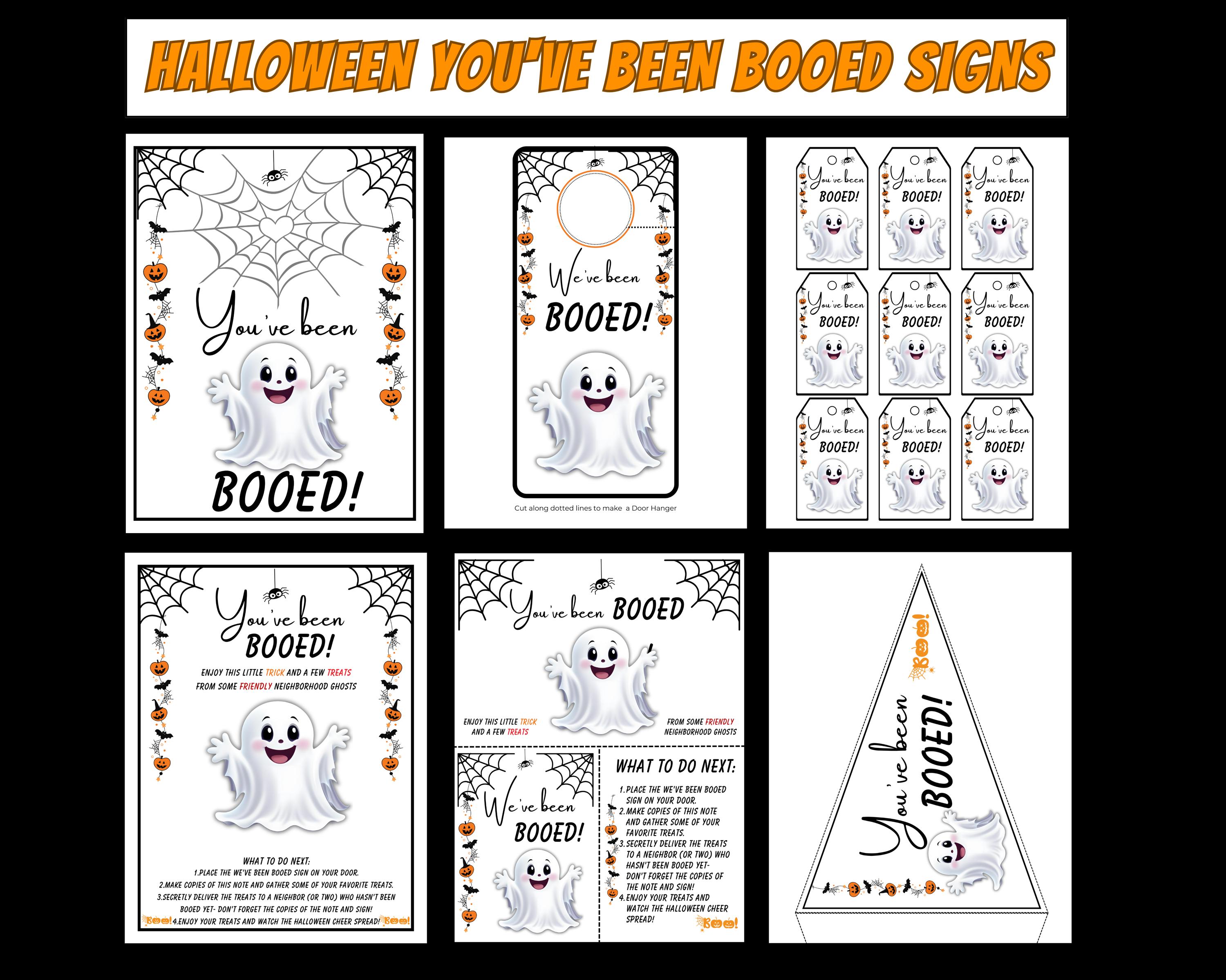 You've Been Booed Printable Kit - Halloween Signs, Tags & Door Hanger ...
