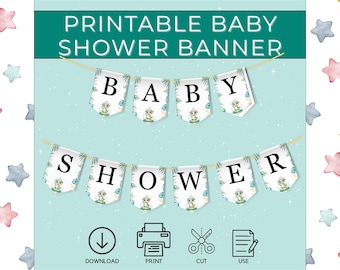 Printable Baby Shower Banner Dino-Mite, Print at home Baby Dinosaur Bunting, Instant Download