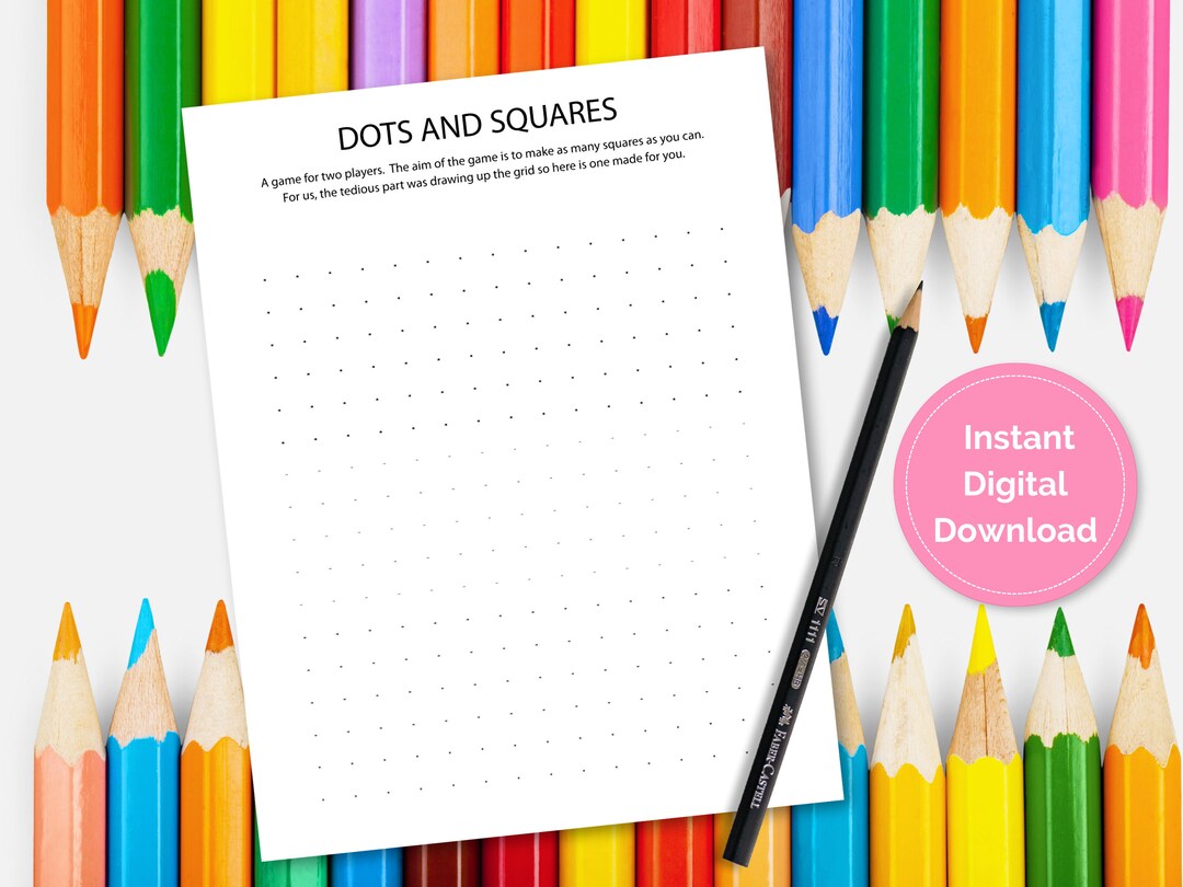 Instant Download Printable Dots and Squares Game Dots and Boxes Game