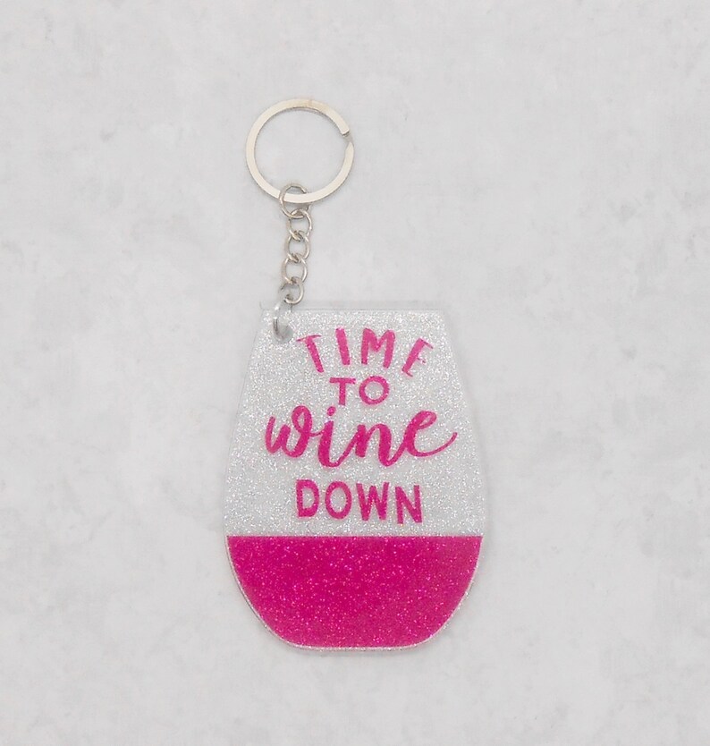 Wine Glass Keychain Stemless Wine Glass Etsy