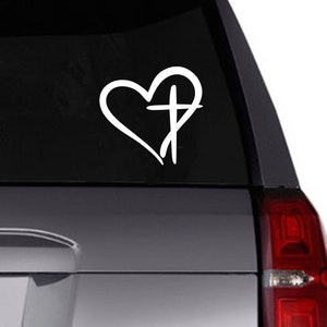 Heart with Cross Decal - Heart with Cross Sticker - Heart with Cross Car Decal - Christian decal - Cup Decal- Laptop Decal