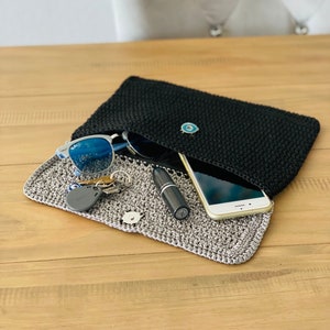 Black Silver Evening Clutch I Stylish Handmade Crochet purse I Black Silver evening bag I women purse