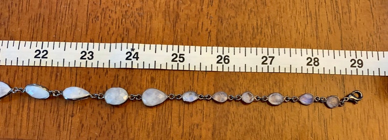 Moonstone and Rock Crystal Bezel Link Necklace