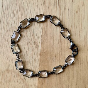 Moonstone and Rock Crystal Bezel Link Necklace