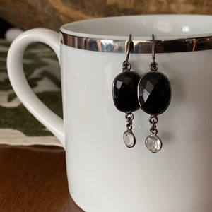 Black Onyx and Rock Crystal Earrings