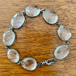 Moonstone and Rock Crystal Bezel Link Necklace