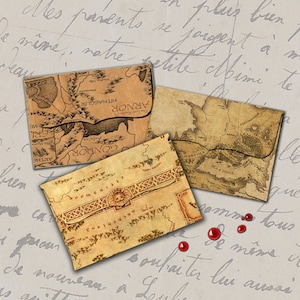 Mini enveloppes imprimables Fantasy Map d’aspect vintage