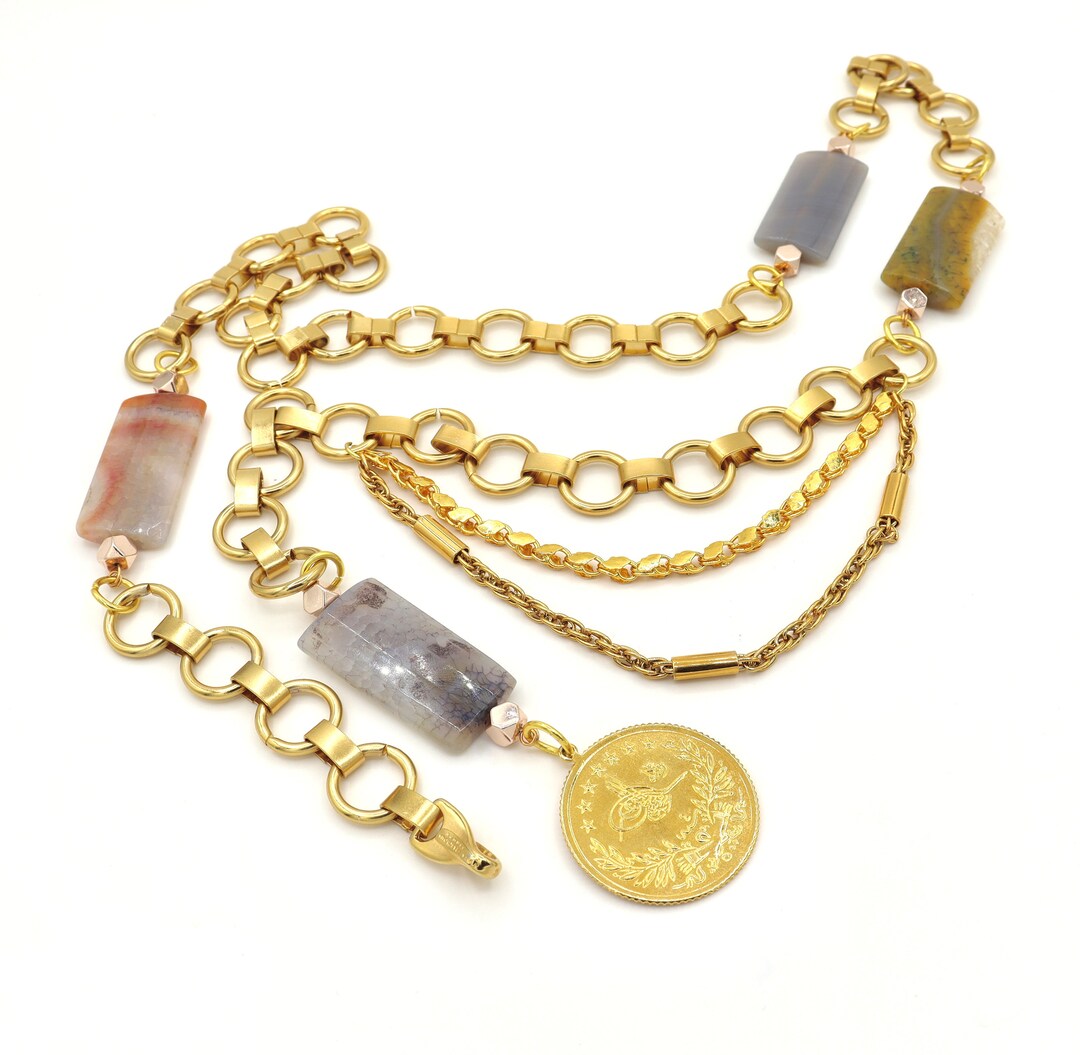 Gold Chain Belt Agate Gold Belt Kurdish Chain Belt Turkish Etsy