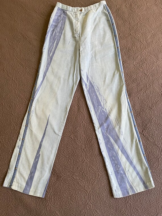 Women’s Denim Pants Vintage Indigo Acid Dye Brass… - image 1