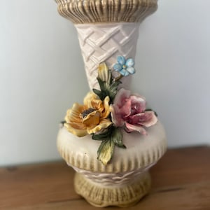 Capodimante Italian Porcelain Vase Floral Crown N Stamp 10.75 Height Collectible