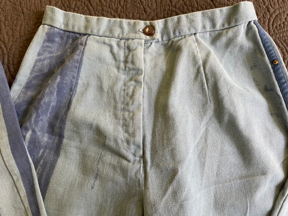 Women’s Denim Pants Vintage Indigo Acid Dye Brass… - image 7