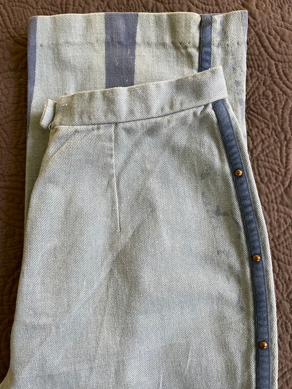 Women’s Denim Pants Vintage Indigo Acid Dye Brass… - image 6
