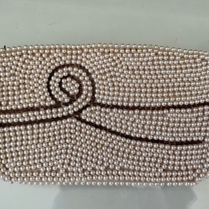 Vintage Beaded Clutch/Evening Bag Faux Pearl Made in Japan