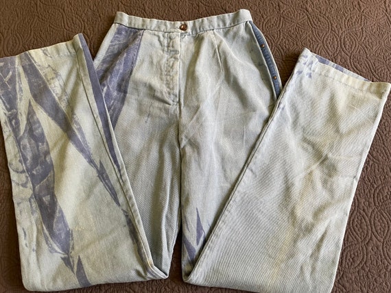 Women’s Denim Pants Vintage Indigo Acid Dye Brass… - image 5