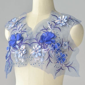 Beaded Embroidery Multicolor 3d Nail Lace Flower Lace Wedding Dress Hanfu Decoration Accessories 1 pair 33 cm * 30 cm