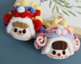 Handmade Crochet Wool Lion Pendant Cute Bag Ornaments Gift for her