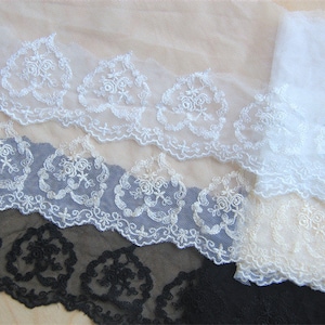 Hand Made DIY Accessories Cotton Mesh Silk Embroidery Lace Rose Core Embroidery Lace Width 11cm By The Yard