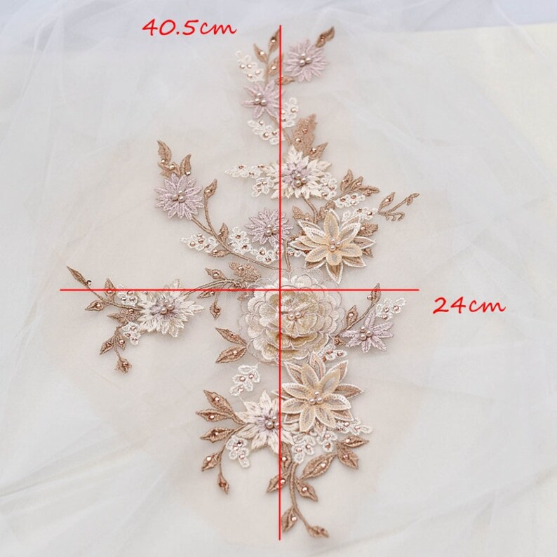 3D-Stereo Bead Hot Drilling Embroidery Lace Peony Flower Lace Performance Clothing Decoration DIY Wedding Accessories Floral Embroidery