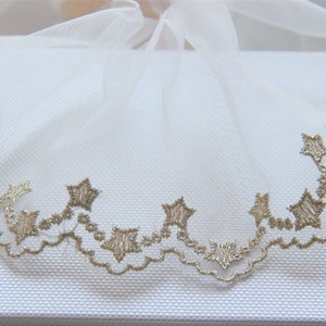 Handmade Garment Accessories Lace Trim Cotton Net Gold Lace Gold Thread Star Mesh Embroidery Lace Width 7cm