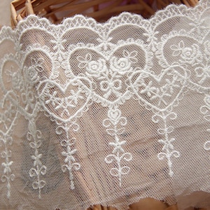 Handmade DIY Clothing Trim Accessories Rose Heart Rod Cotton Silk Embroidery Lace Trim Width 10cm By The Yard