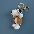 Handmade Crochet Snoopy Keychain – Cute Yarn Dog Pendant, Cartoon Anime Dog Crochet Doll for Bags & Keys, Perfect Gift for Snoopy Lovers