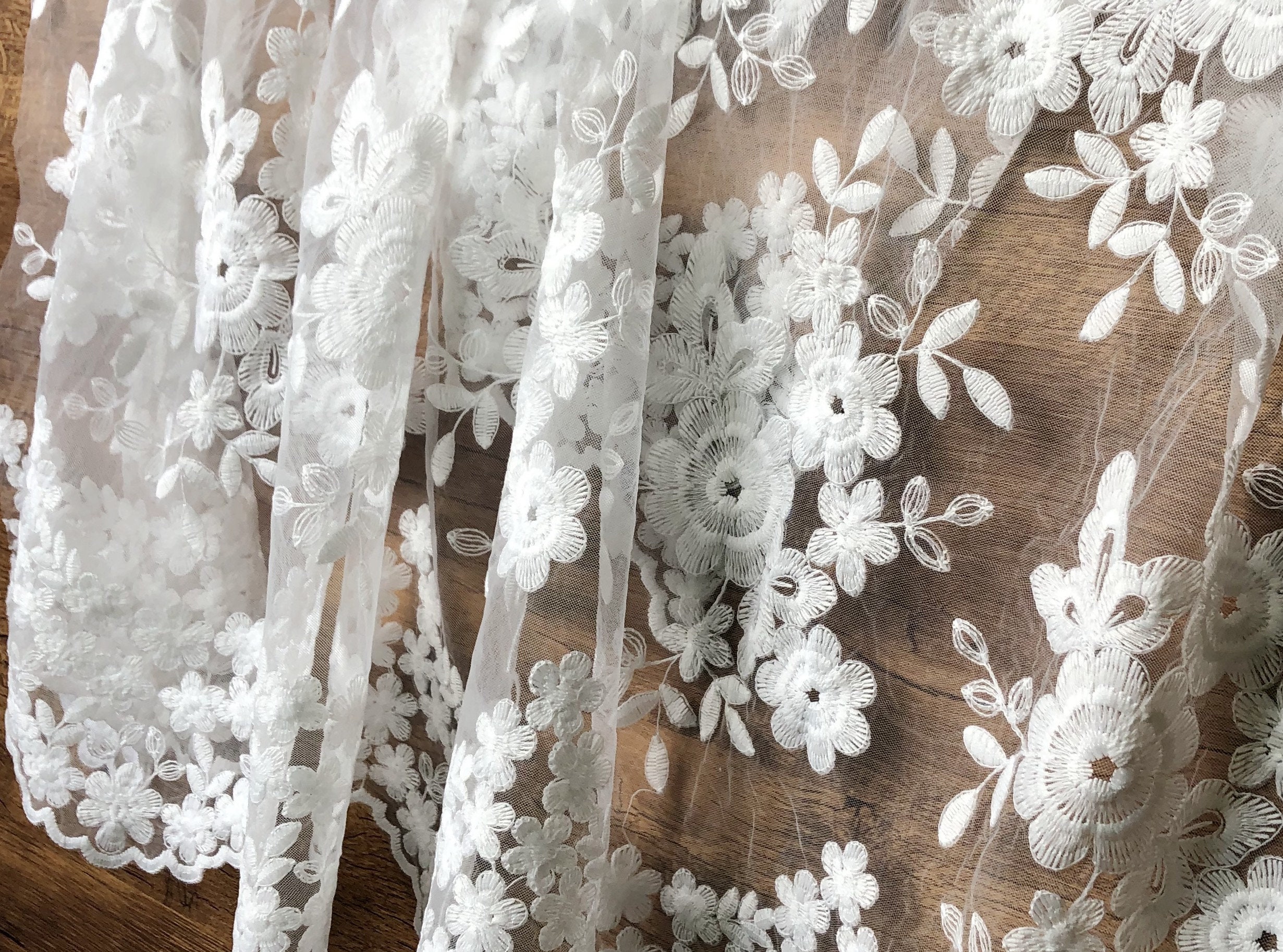 Net yarn flower embroidery lace fabric white soft yarn dress skirt