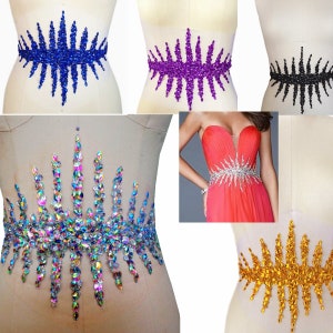 Unique Waist Applique Handmade Rhinestone Sequins Applique Decorative Accessories