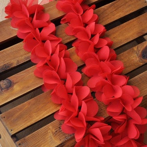 Red Chiffon Leaves Lace Trim  DIY Handmade Accessory about 1.96inches wide 3 yards E0937