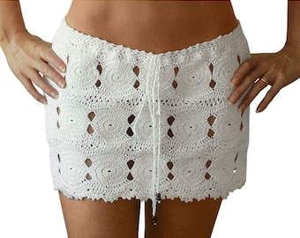 Coliumo Crochet Mini Skirt Low Rise - Beach Resort Bikini Swimwear Cover Up - More Colors Available - Handmade in Chile