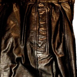 Toffs Leather Pleated Pants, Ultra High Waist, Quality Design, 25 inch image 7
