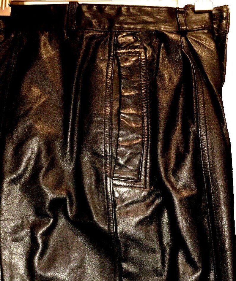 Toffs Leather Pleated Pants, Ultra High Waist, Quality Design, 25 inch image 7
