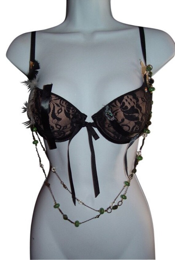 Bra Set 2 Piece Lingerie Ensemble Gem Chained Bra 34C and Panty S