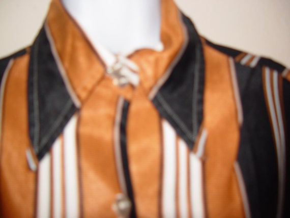 1960's Striped Blouse, Top, Pristine Silky Woven … - image 3