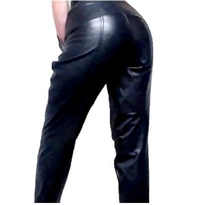 Toffs Leather Pleated Pants, Ultra High Waist, Quality Design, 25 inch image 2