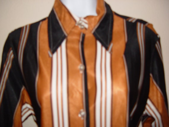 1960's Striped Blouse, Top, Pristine Silky Woven … - image 2