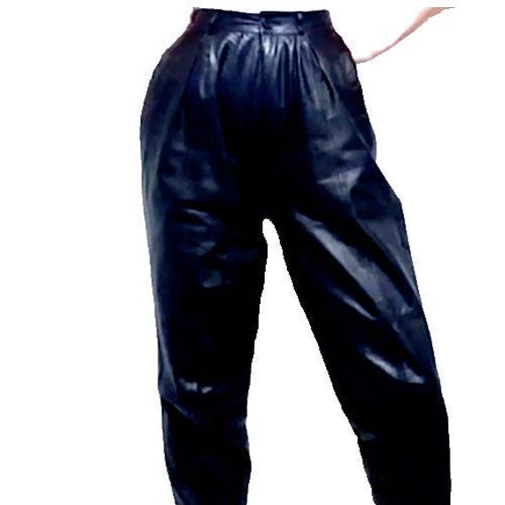 Toffs Leather Pleated Pants, Ultra High Waist, Quality Design, 25 inch