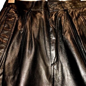 Toffs Leather Pleated Pants, Ultra High Waist, Quality Design, 25 inch image 4