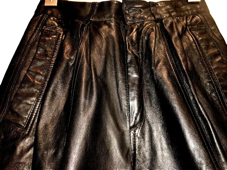 Toffs Leather Pleated Pants, Ultra High Waist, Quality Design, 25 inch image 4