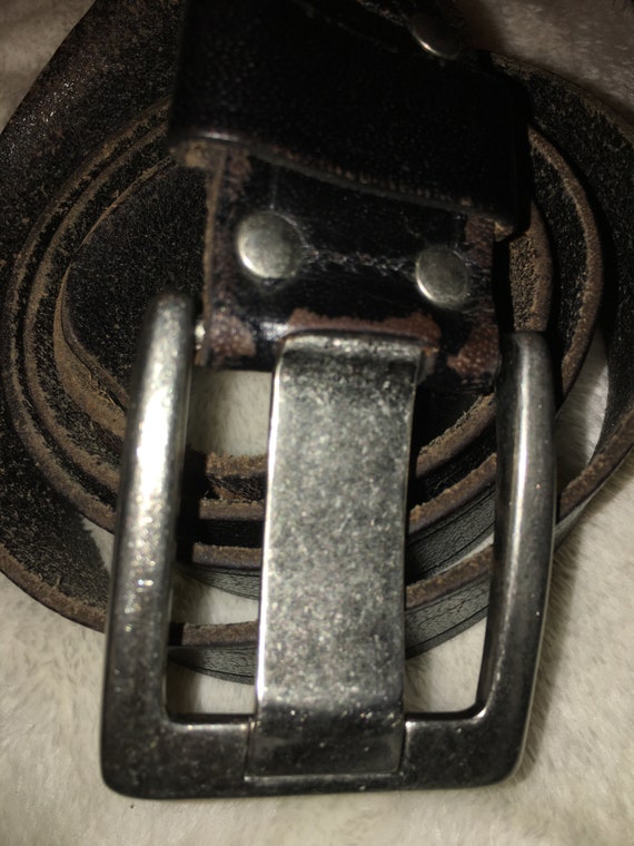 Belt Vintage Leather Belt 2 in Wide Tooled Edges &