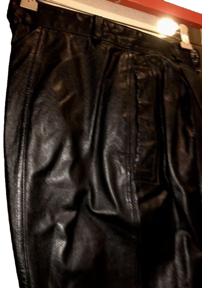 Toffs Leather Pleated Pants, Ultra High Waist, Quality Design, 25 inch image 6