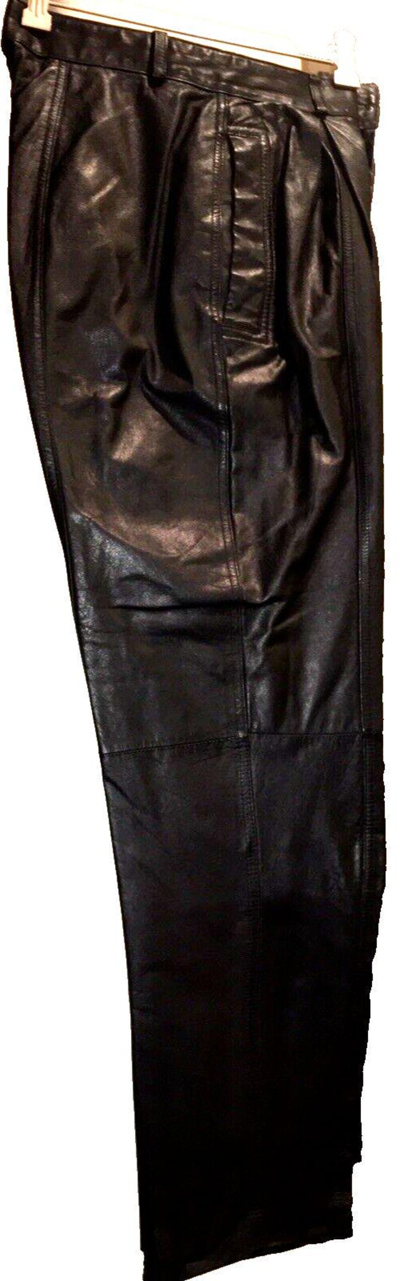 Toffs Leather Pleated Pants, Ultra High Waist, Quality Design, 25 inch image 9