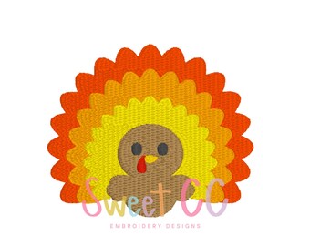 Turkey Mini Fill Embroidery Design 1.5, 2, 2.5, 3 thanksgiving, fall