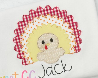 Turkey Bean Stitch Applique Design 4x4, 5x5, 6x6, 7x7, 8x8 thanksgiving, fall