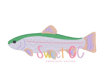 Regenbogenforelle Mini Fill Maschinenstickerei Design 1 &quot;1,5&quot; 2&quot; 2,5&quot; Sommer, Angeln, Mini, Junge, Mädchen, Fisch