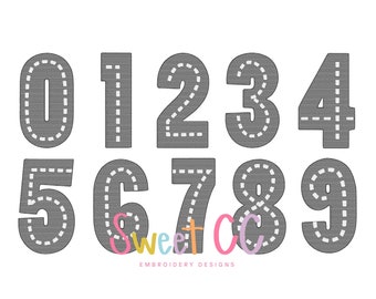 Race Track Numbers 0-9 Bundle Sketch Stitch Embroidery Design 4x4, 5x5, 6x6, 7x7, 8x8 cars racing go cart 1, 2, 3, 4, 5, 6, 7, 8, 9