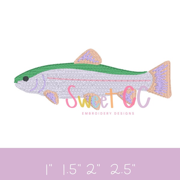 Rainbow Trout Mini Fill Machine Embroidery Design 1" 1.5" 2" 2.5" summer, fishing, mini, boy, girl, fish