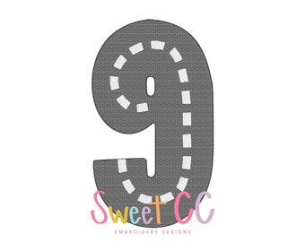Race Track Number 9 Sketch Stitch Embroidery Design 4x4, 5x5, 6x6, 7x7, 8x8 cars racing go cart