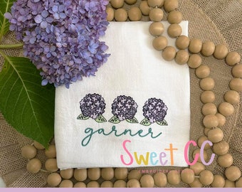 Watercolor Hydrangea Sketch Trio Embroidery Design 4x4, 5x5, 6x6, 7x7, 8x8 spring, summer, fall, southern, plant, flowers